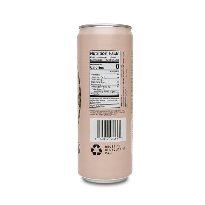 Explorer Daydreamer Ready-to-Drink Organic Cold Brew Decaf Coffee, 99.9% Caffeine-Free, Black, Unsweetened, and Fair Trade, 12 fl oz (Pack of 12)