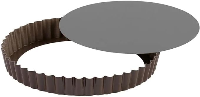 Paderno World Cuisine 9.5 Inch Fluted Non-Stick Tart Pan with Removable Bottom