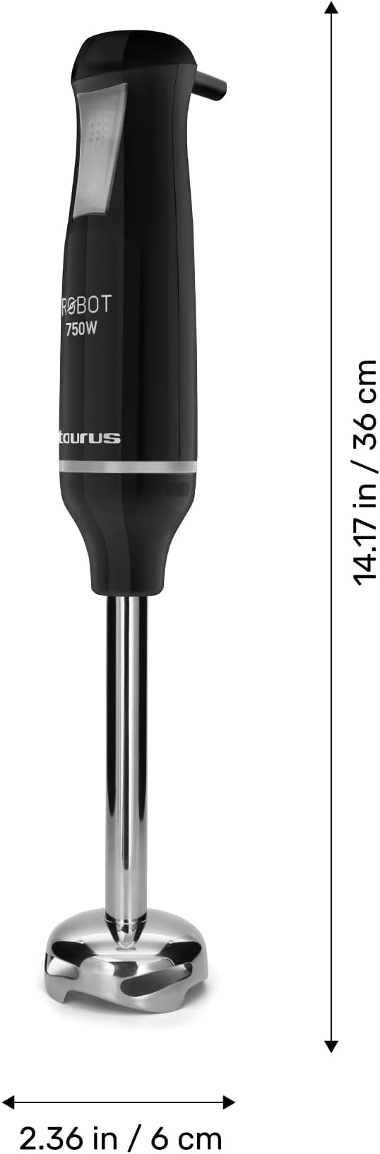 TAURUS ROBOT 500 INOX COMPLETE | Immersion Blender 500 W | Stainless Steel | Detachable Rod | Turbo Rotation System | Pulse Control | Ergonomic and Anti-Splash | Accessories included