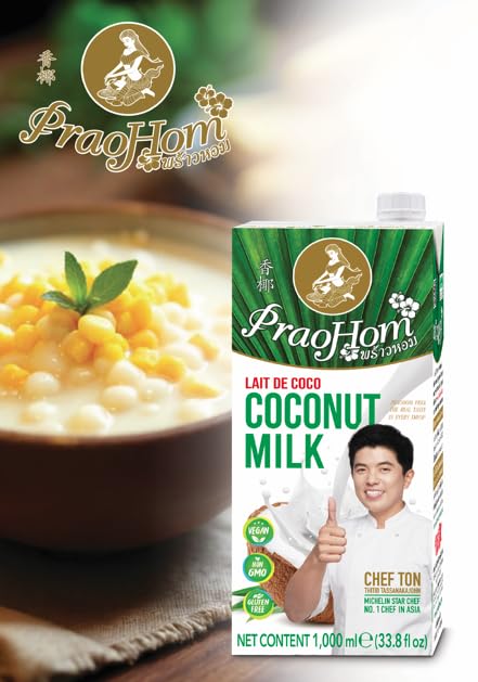 Praohom Coconut Milk 33.84 Fl Oz - Plant Based, Dairy Free Milk Alternative - Pure and Rich Thai Coconut Milk - No Added Sugar - Ideal for Cooking and Baking (1 Liter (Pack of 6))