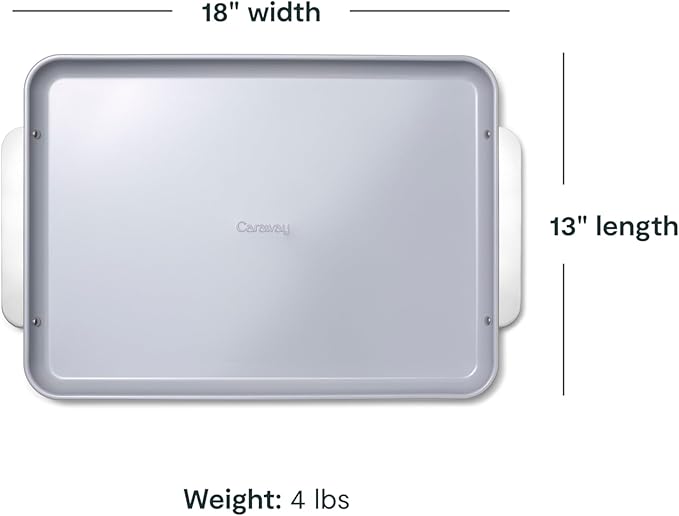 Caraway Non-Stick Ceramic Baking Sheet - Naturally Slick Ceramic Coating - Non-Toxic, PTFE & PFOA Free - Perfect for Baking, Roasting, and More - Large (18" x 13") - Gray