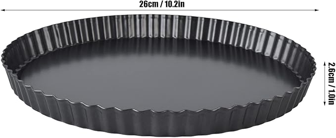 Fluted Tart Pan with Removable Bottom, Carbon Steel Round Tart Pan, Deep Baking Dish Pie Plate for Cakes Pies ([Thickened] 10-inch live bottom pie plate)