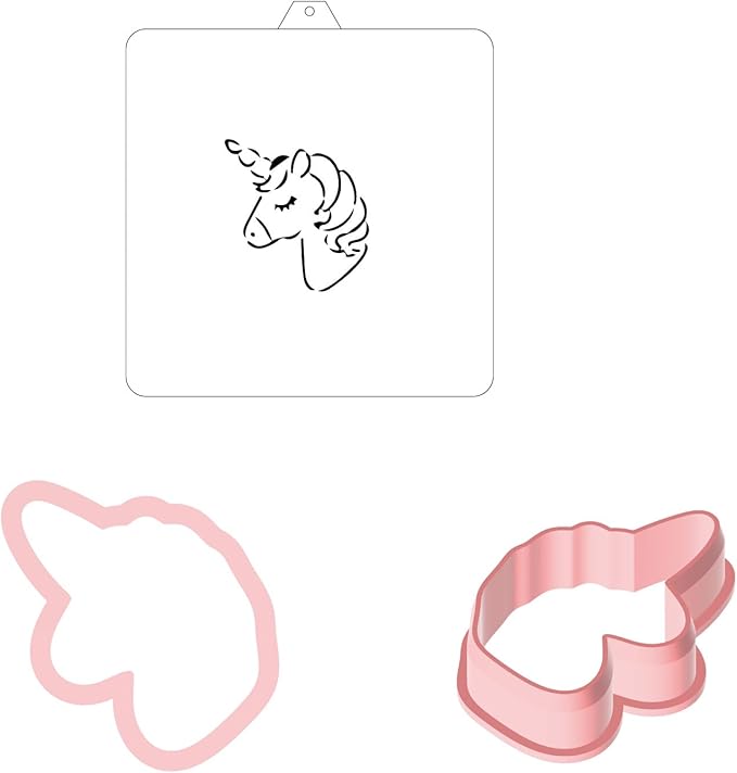 Cookie cutter and stencil set Baking stencils and cutters bundle DIY bakery decorating kit Cookie cutter with stencils Icing stencil Unicorn PYO Stencil paint your own cookies (Unicorn)