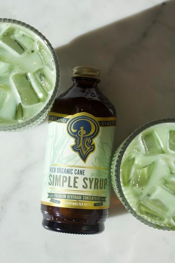 Portland Syrups Organic Cane Simple Syrup - Drink Mix for Exceptional Cocktails, Sugar for Drinks, for Coffee, Mocktails, Baking, 12 oz, 24 Servings - Pack of 1