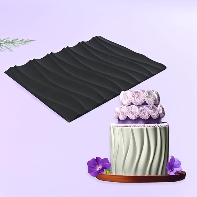 mostsom Silicone Lace Mold for Fondant, Wave Pattern Embossing Mat, and Decorating – Flexible Food-Grade Mold for Cake, Chocolate, Resin, Soap, Clay Crafts (D_Wave)
