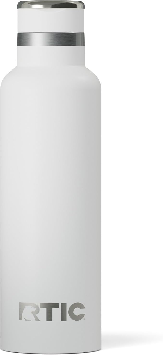 RTIC 20oz Journey Bottle Metal Stainless Steel Vacuum Insulated, BPA Free, Reusable, for Water, Hot and Cold Drinks, Travel, Sports, Camping, White