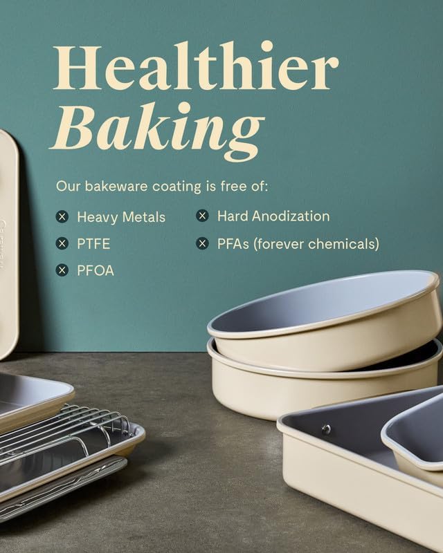 Caraway Non-Stick Ceramic 9” Circle Pan - Naturally Slick Ceramic Coating - Non-Toxic, PTFE & PFOA Free - Perfect for Birthday Cakes, Tartes, & More - Marigold