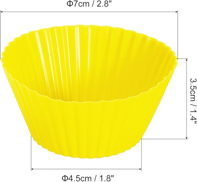 uxcell 36Pcs Silicone Cupcake Liners, Non-Stick Baking Cups, for Cooking Eggs, Baking Muffins and Make a Cake(Yellow)