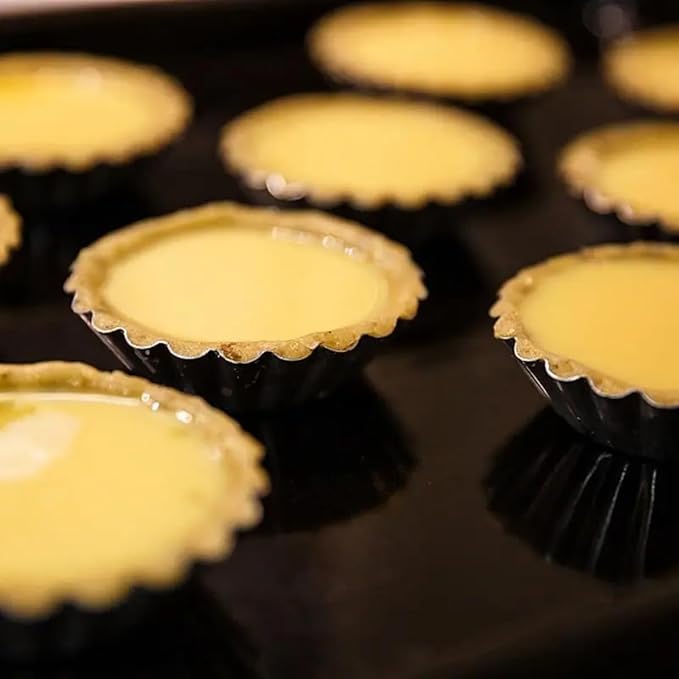 12 Pcs Stainless Steel Tart Pans - Non-Stick Flower Cookie Cutters Mold for Baking - Flower and Round Muffin Cups - Cupcake Mold for Kitchen