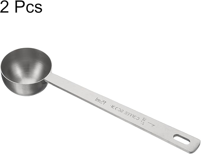 HARFINGTON 2pcs Coffee Scoop Spoon 1tbsp (3tsp, 15ml) 304 Stainless Steel Long Handle Teaspoon/Tablespoon Measuring Spoons Scoops for Tea Sugar Kitchen, Silver