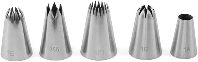 5 piece Stainless Steel Rose Flower Piping Tips Piping Nozzles Cake Decorating Supplies Cookies Cupcake Icing Decorating Supplies Decorating Kits Frosting Icing Tips Baking Set Tools #2
