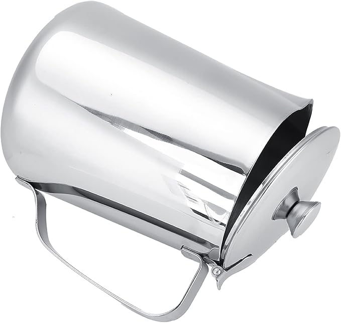 Stainless Steel Milk Frothing Pitcher, Stainless Steel Coffee Cup Mug Milk Frothing Pitcher Jug with Lid for Latte Coffee Art for Office Kitchen with handle(1500ML)