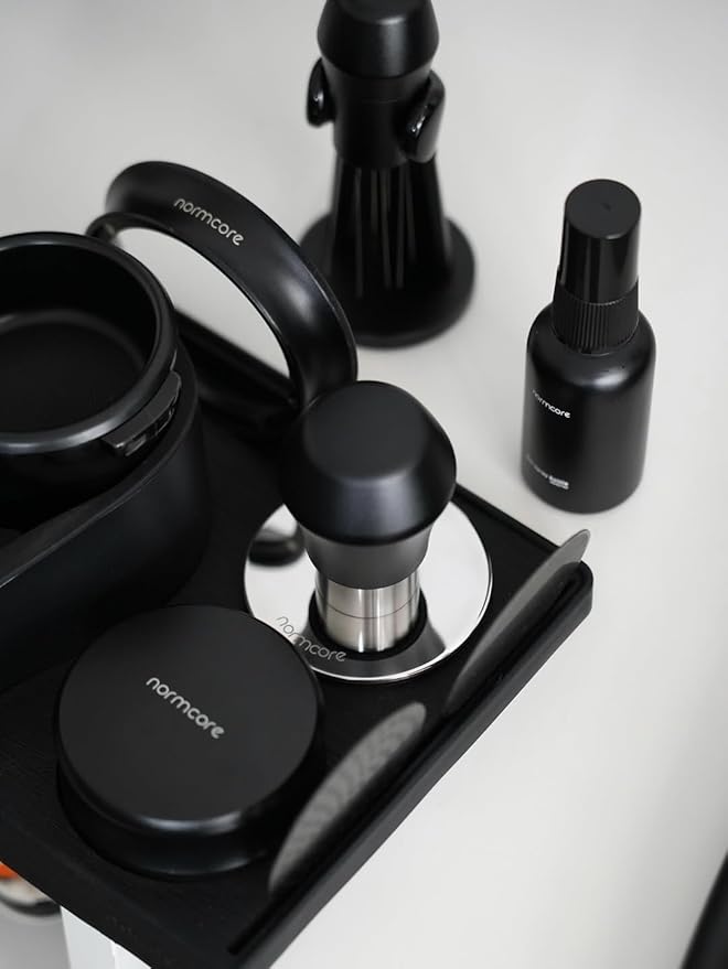 Normcore 57.5mm Coffee Tamper V4.1 Mini, Spring-Loaded with Click Feedback, 304 Stainless Steel Flat Base, Compatible with Lelit Anna Portafilter, Black
