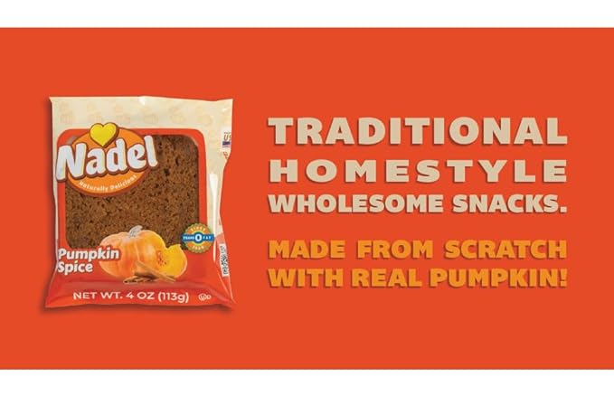 Nadel - NATURALLY DELICIOUS Pumpkin Spice Bread Slices, 12 Pack, Sweet Breads & Cakes breakfast bar, back to school lunch snack.