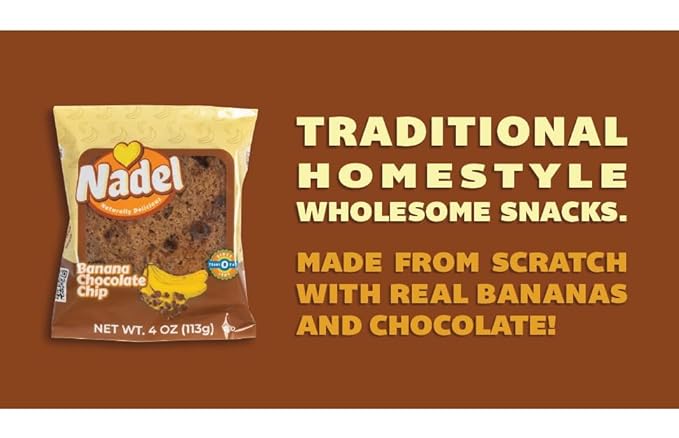 Nadel - Naturally Delicious Sweet Breads Variety Pack (Banana Chocolate Chip, Vanilla Pound Cake, Apple Spice, Pumpkin Spice). (12 Pack, 3 Breads Per Flavor)