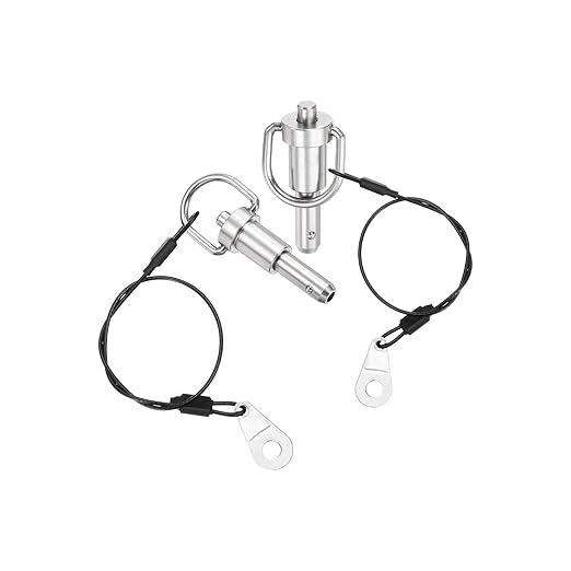 uxcell 2 Pcs Quick Release Pin, 5/16" x 0.5"(Dia. x L) Push-Button Ball Locking Pin 304 Stainless Steel Ring Handle Locking Pin with Wire for Audio Bimini Top Marine, Silver