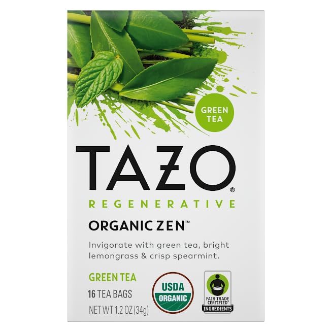 TAZO Tea Bags, Regenerative Organic: Refresh Mint Herbal, Zen Green, Green Ginger, Chai Black, Early Grey, & Passion Herbal (1ea) (Variety Pack)