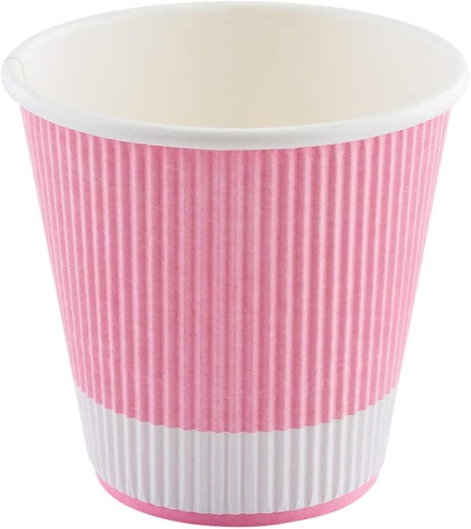 Restaurantware 8 Ounce Double Wall Disposable Coffee Cups, 500 Insulated Light Pink Paper Tumblers, with Ripple Wall Design, Lids Sold Separately for Hot Drinks like Tea, Coffee and More