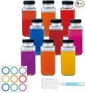ZZT 9 Pack 8 oz Glass Juice Bottles, 250 ml Glass Reusable Water Bottles with Lids, Water Drinking Jars with Labels and Brush,Water Drinking Jars for Milk,Juicing,Beverage Glassware