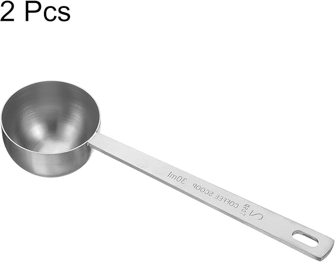HARFINGTON 2pcs Coffee Scoop Spoon 2tbsp (6tsp, 30ml) 304 Stainless Steel Long Handle Teaspoon/Tablespoon Measuring Spoons Scoops for Tea Sugar Kitchen, Silver