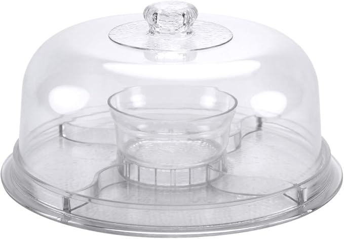 Cake Stand with Dome Cover, 6-in-1 Multi-Purpose Use, Cake Stand with Lid, Serving Platter, Punch Bowl, Desert Platter and More, BPA Free
