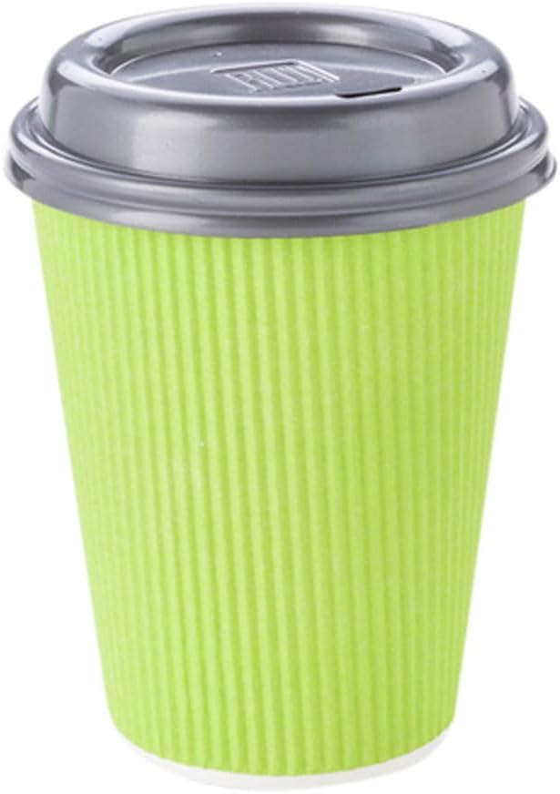 Restaurantware-12 Ounce Disposable Coffee Cups, 500 Ripple Wall Hot Cups For Coffee - Lids Sold Separately, Rolled Rim, Green Paper Insulated Coffee Cups, For Hot Coffee, Tea, And More