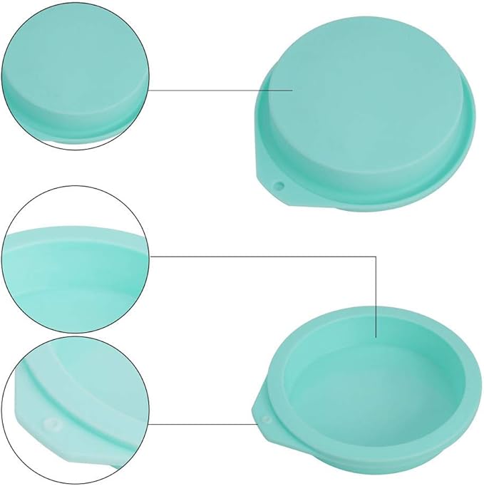 6-Pack Silicone Cake Molds 4 Inch Round Cakes Pans Green Baking Pan Set Silicone Baking Mold DIY Rainbow Cakes and Round Resin Coaster Molds, 0.8 Inch Deep (Green)
