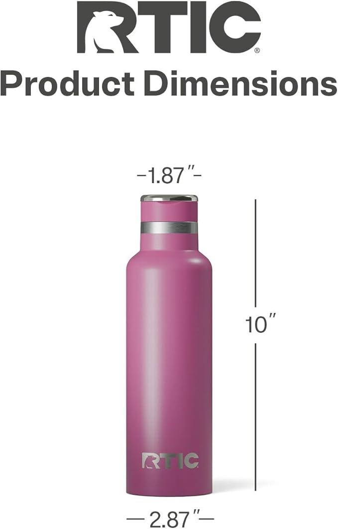 RTIC 20oz Journey Bottle Metal Stainless Steel Vacuum Insulated, BPA Free, Reusable, for Water, Hot and Cold Drinks, Travel, Sports, Camping, Orchid