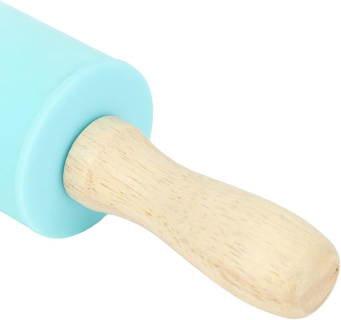 Large Silicone Rolling Pin Pastry Baking Mat Set for Kitchen (Blue)