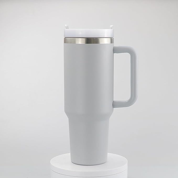 40oz Stainless Steel Tumbler with Handle & Metal Straw – Insulated Double Wall Travel Mug with Lid, Large Coffee Cup for Hot & Cold Drinks, Fits Car Cup Holders