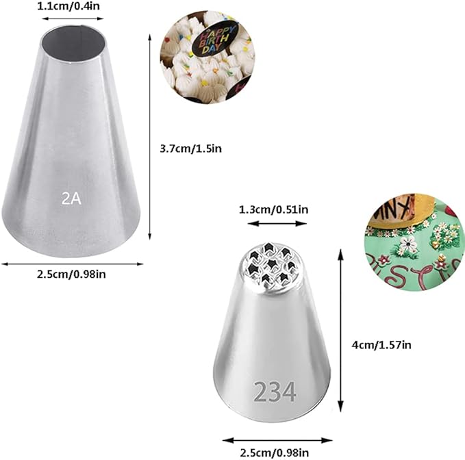 Large Icing Piping Tips Set for Cake Decorating,6 Decorating Tips Stainless Steel Pastry Tips,Flower Frosting Tips Nozzles,#1M 2A 2D 2F 6B 234