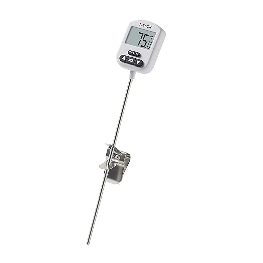 Taylor Programmable Digital Candy and Deep Fry Thermometer with Green Light Alert Display & Stainless Steel Candy Deep Fry Food Cooking Kitchen Analog Thermometer, 12 Inches