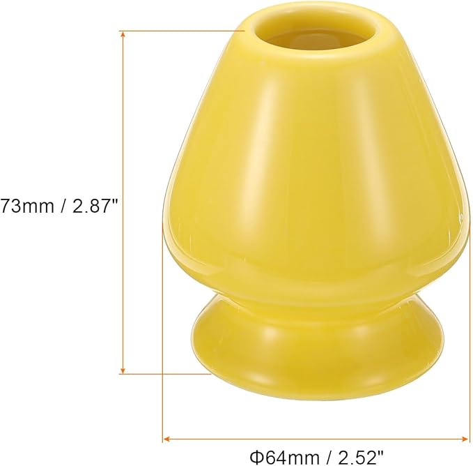 HARFINGTON Ceramic Chasen Stand 73mm Matcha Whisk Holder Teas Set Whisks Stand Traditional Matcha Tea Chasen Holder Tea Set Accessories for Tea Tasting, Golden