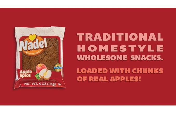 Nadel - NATURALLY DELICIOUS APPLE SPICE CAKE SLICES (16 Pack) Sweet Breads & Cakes, Back to School lunch snack, breakfast bar