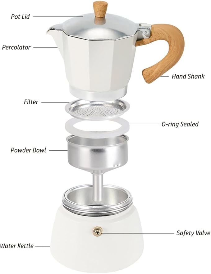AGOGO Milano Moka pot, Stovetop Espresso maker, Greca Coffee Maker, Stovetop coffee maker and espresso maker percolator With Paper Filter 6 Cup Lake Blue