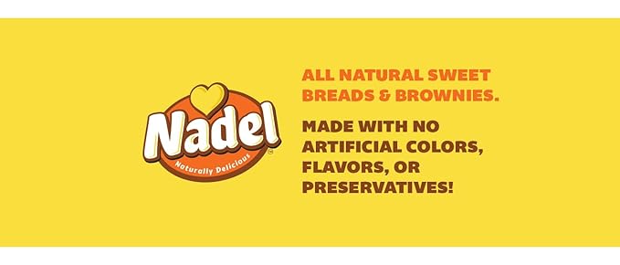 Nadel - Naturally Delicious Banana Nut bread, 16 Pack, Fresh Bananas, Crunchy Walnuts, Lunch snack breakfast bars Natural fresh brand, Cake Slices