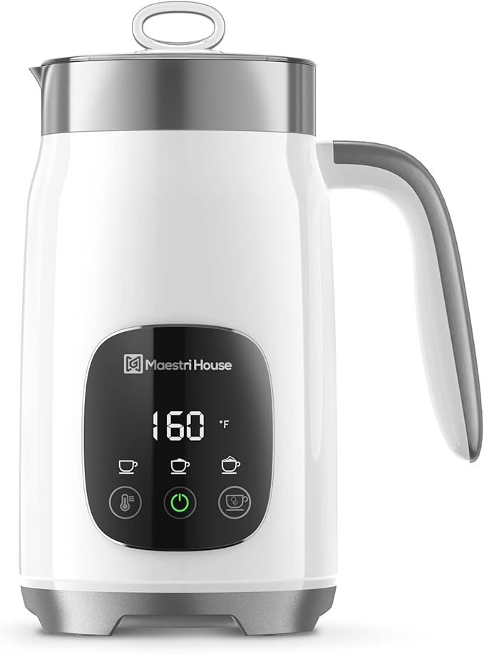 Maestri House Milk Frother, Variable Temp and Froth Thickness Milk Frother and Steamer, 14.1OZ/400ML Smart Touch Control Foam Maker, Memory Function for Latte, Warm Milk, Hot Chocolate