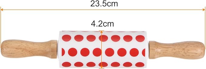HARFINGTON Silicone Rolling Pins for Baking 9 Inch Wooden Handle Non Stick Rolling Pin Small Roller Playdough Rolling Pins for Dough Pizza Pastry Fondant Kitchen, Red White
