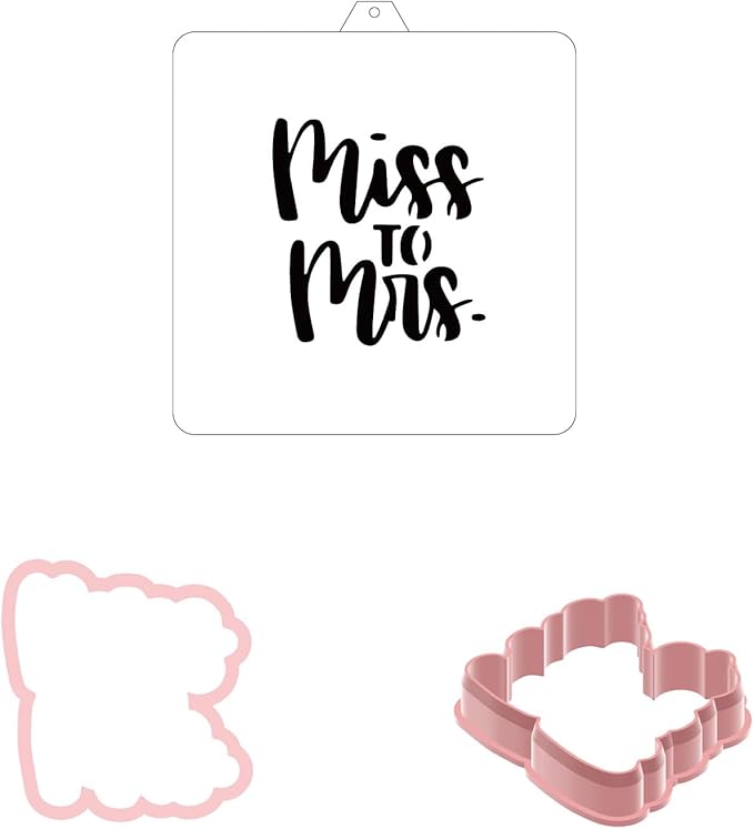 Wedding Cookie Cutter and Stencil Set Bundle Miss to Mrs Bachelorette Wedding Bridal Plaque Cookie Cutter or Stencil (Miss to Mrs)