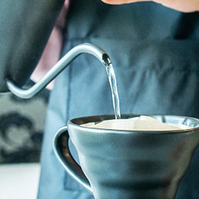 WELLLINK Pour Over Coffee Kettle 20oz 600ML, Leak Proof One-Piece 304 Stainless Steel Gooseneck Kettle with Lid, Food Grade Easy-Clean Narrow Spout & 40 Filters for Home Brewing
