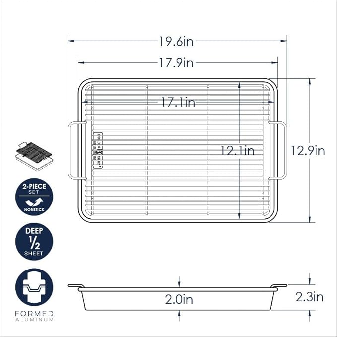 Nordic Ware Naturals Nonstick High-Sided Half Sheet Oven Crisp Baking Tray