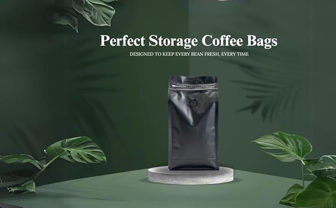 Premium Coffee Bags with Valve (100 pcs, 16 oz) Standing Coffee Beans Storage Bags, Reusable Heat Sealable Side Zipper Pouches, Eco-Friendly Packaging, Perfect for Home and Office - White
