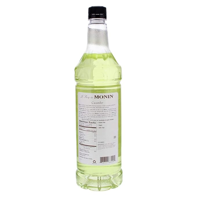 Monin - Cucumber Syrup, Refreshing Sweetness, Natural Flavors, Great for Mocktails, Cocktails, Lemonades, Teas, and Sodas, Non-GMO, Gluten-Free (1 Liter, 2-Pack)