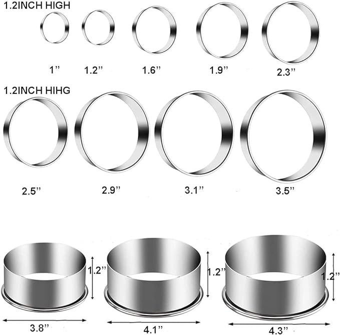 12 Pieces Biscuit Cookie Cutter Set With Tin Box Biscuit Plain Edge Round Cutters Metal Ring Baking Molds, Stainless Steel Cookie Dough Biscuit Muffins Cutters in Graduated Sizes