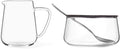 Viva Classic Glass Creamer and Sugar Set - Coffee and Tea Serving Set - Cream Pitcher 9.5 oz / 280ml and Sugar Bowl 12 oz / 350 ml with Cork Lid and Metal Spoon, Milk and Sugar for Coffee Bar