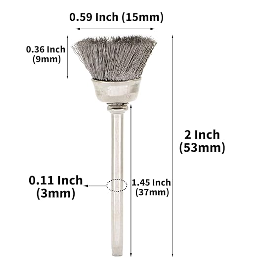 20PCS Wire Brushes - Metal Rust Removal, Polishing, Cleaning - 15mm Diameter, 3mm Shaft - Removes Burrs, Dust, and Oxide Layer - Handles Rough Surfaces - Designed for Industrial and DIY Enthusiasts