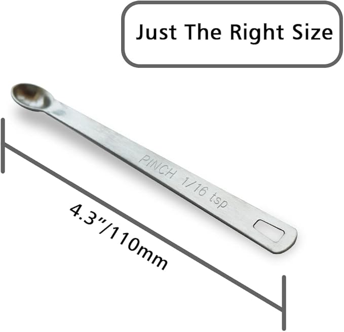 2PCS 1/16 Teaspoon(1/16tsp, 0.31ml, Pinch) Single Tiny Measuring Spoon, Small Individual Stainless Steel Measure Spoons Only