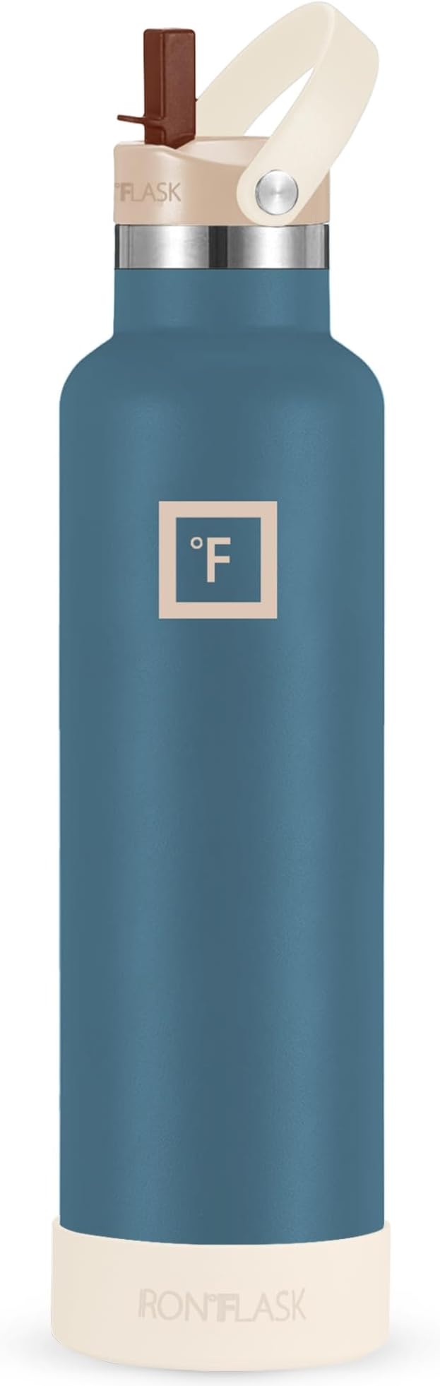 IRON °FLASK Camping & Hiking Hydration Canteens - Narrow Straw Lid & Boot - Leak Proof Vacuum Insulated Stainless Steel - Hot & Cold Double Walled Sports Water Bottle - Desert Oasis, 24 Oz