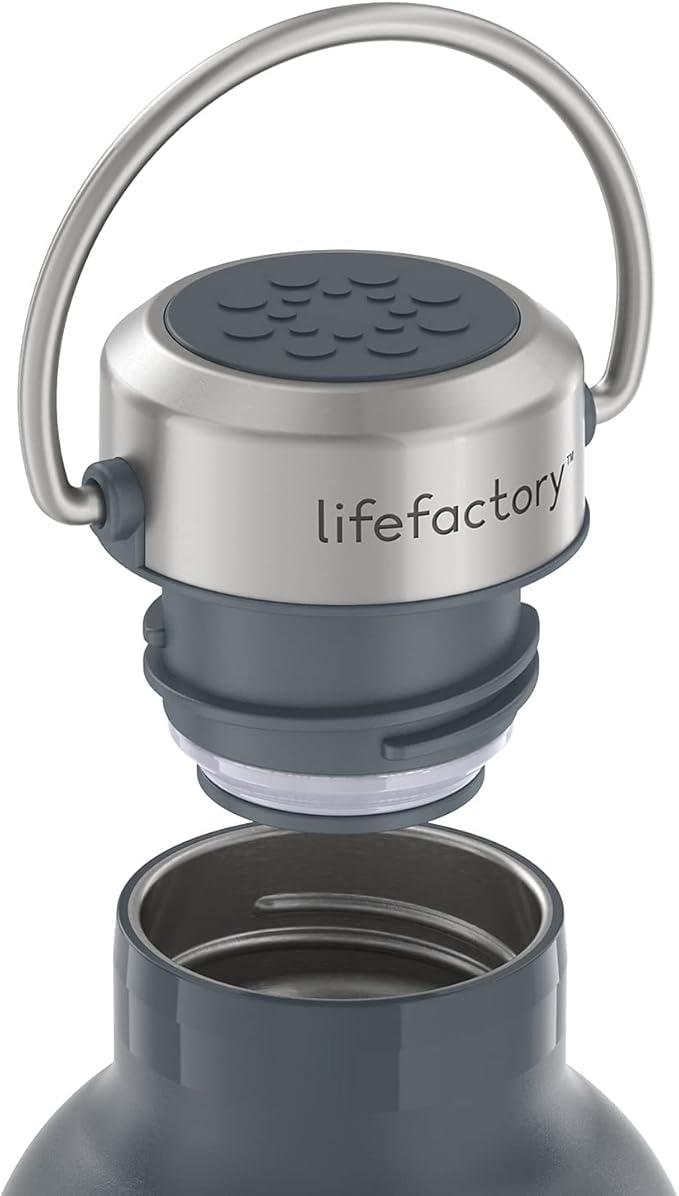 Lifefactory 32-Ounce Stainless Steel Vacuum-Insulated Sport Bottle, Carbon