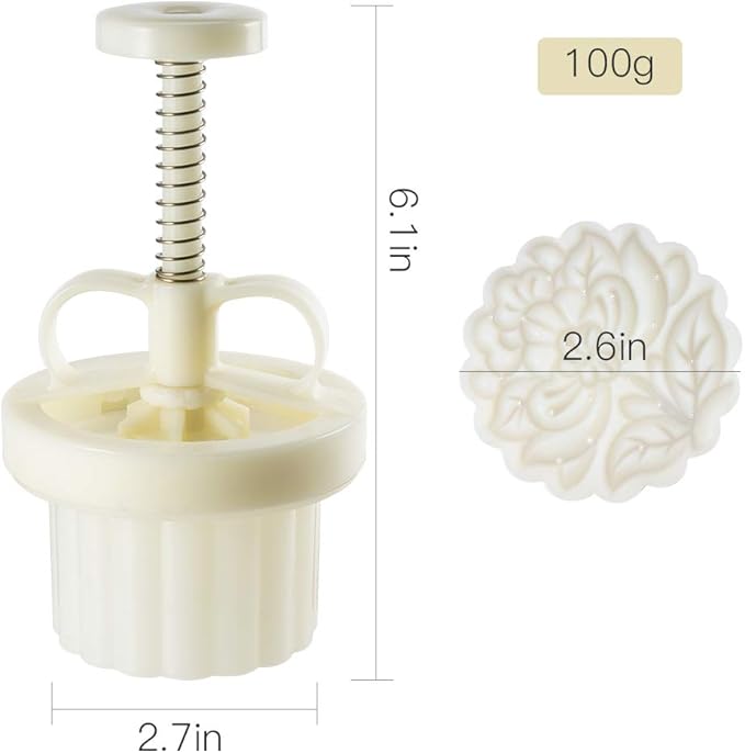 Moon Cake Mold Set Cookie Stamp 5pcs 100g Stamps, Thickness Adjustable DIY Cookie Press Decoration Cake Mold Hand Cutter Set